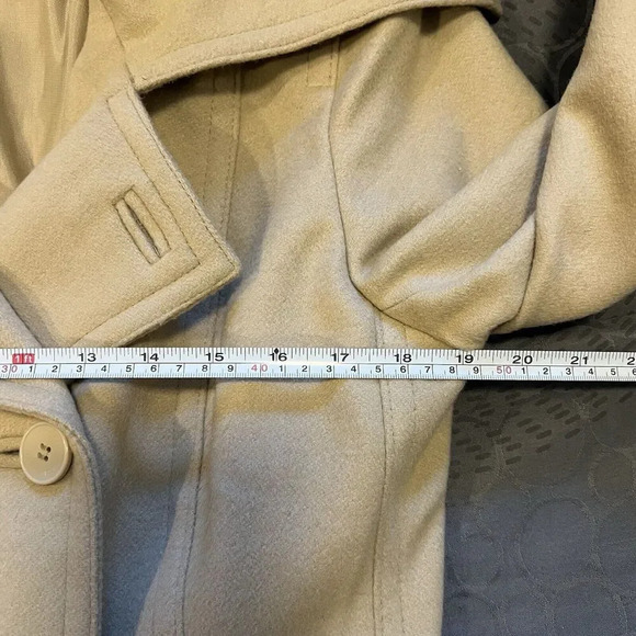 Calvin Klein Jacket Size 8 Double Breasted Wool Blend Beige Coat Jacket - Picture 11 of 12